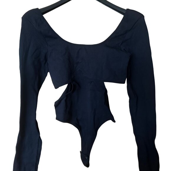 Garage Black Long-Sleeve Bodysuit with Waist Cut-Out - Picture 1 of 3